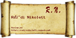 Rádi Nikolett névjegykártya